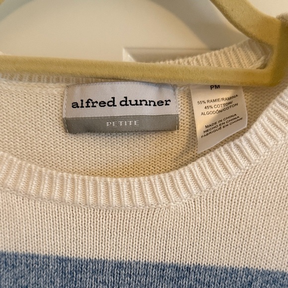 Alfred Dunner Cotton Blend Sweater Blue Colorblock Stripes Floral Embroidery MP - Picture 2 of 9